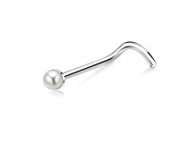1.5mm Pearl Silver Curved Nose Stud NSKB-146p